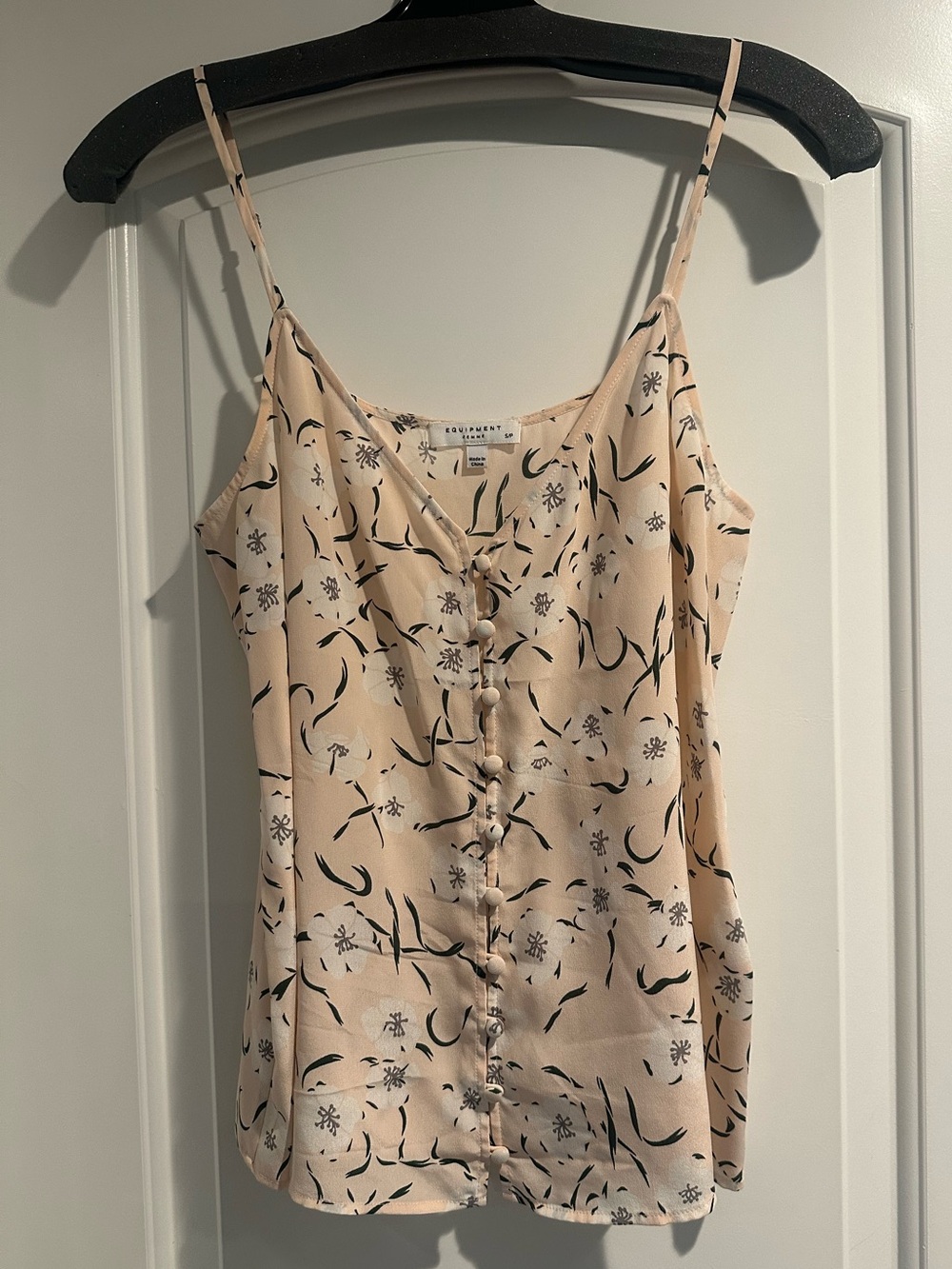 Equipment Silk Button Front Floral Cami